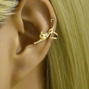 Green Eye Cat Clip Cuff Earring